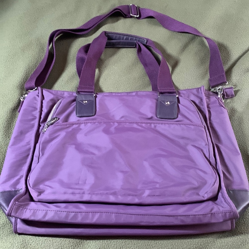 Scarleton purple nylon bag handles and shoulder straps. 16x13x5